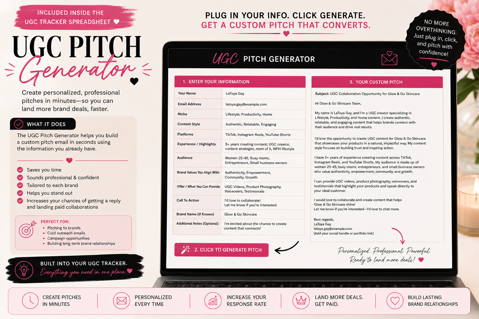 Bonus — UGC Pitch Generator